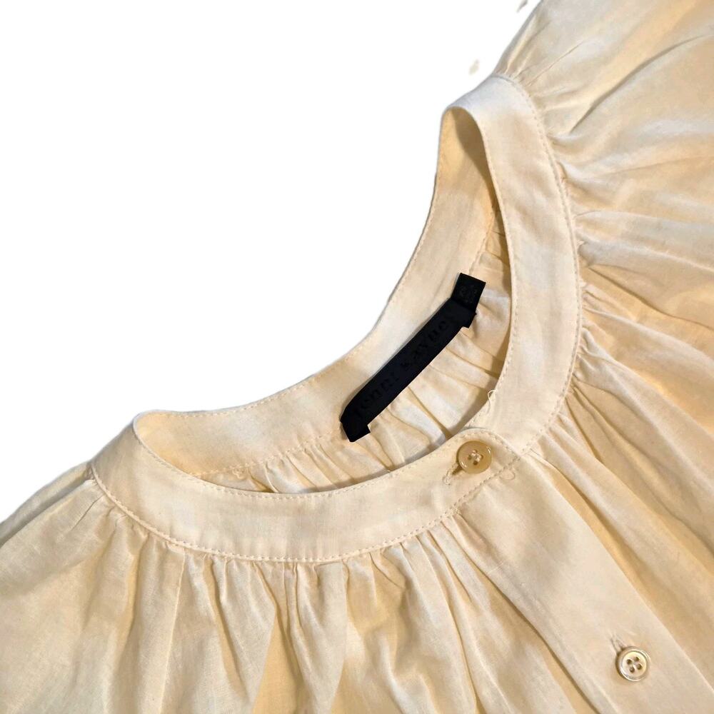 Jenni Kayne Women’s Cream Willow Blouse Short Sleeve Full Button SZ XS
